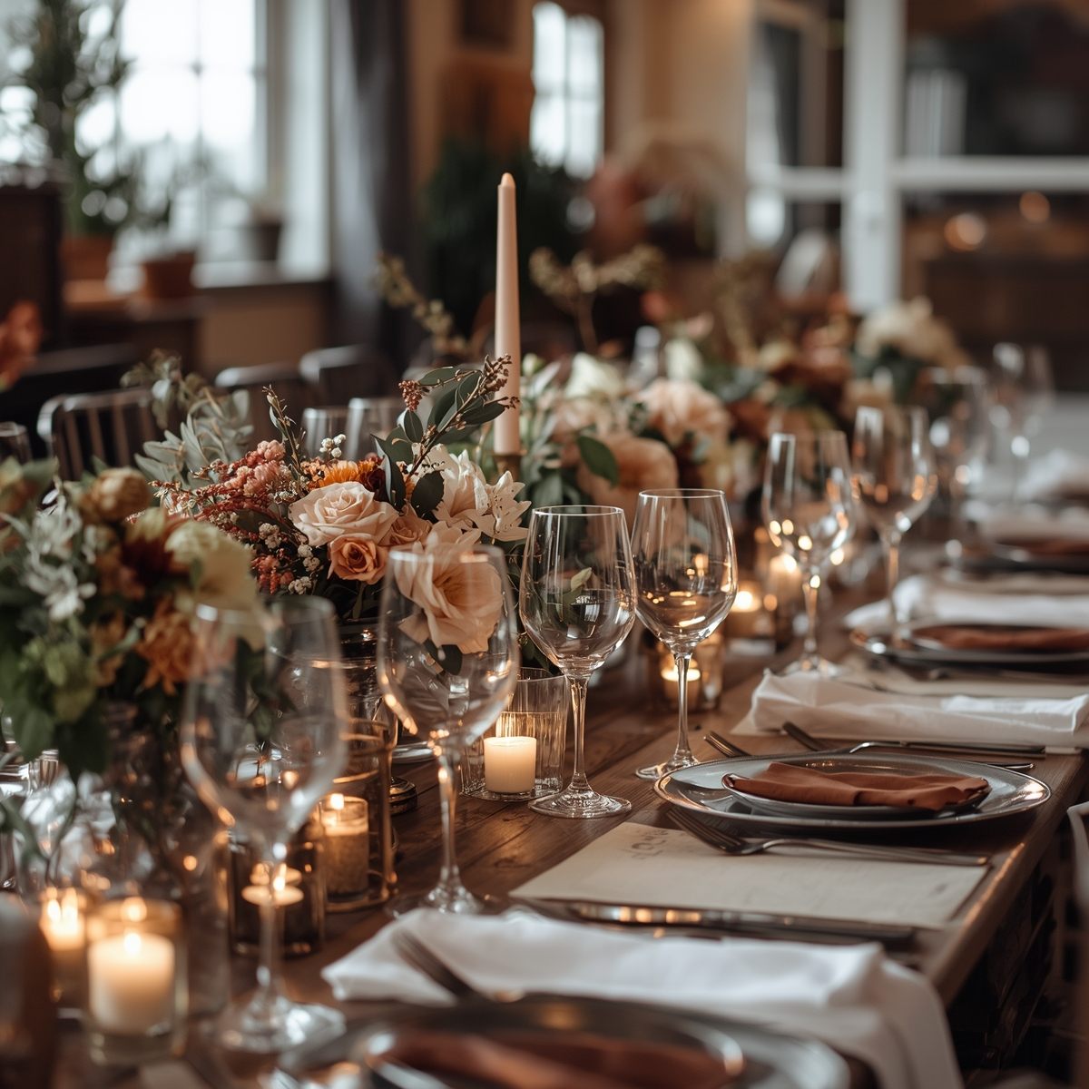 Romantisk borddekoration til bryllup